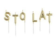 Świeczki pikery napis złoty - Sto Lat