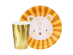 Zestaw kubeczki + talerzyki papierowe Lew - 24 szt.
