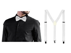 Biały zestaw akcesoriów szelki z małą muszką - 2 szt.