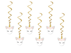 Dekoracja wisząca urodzinowa Jednorożec - 6 szt.