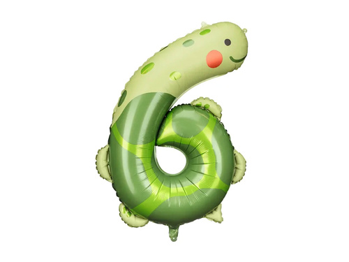 Balon foliowy cyfra 6 Żółw - 86 cm - 1 szt.