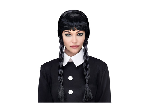 Peruka czarna z warkoczami