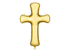 Balon foliowy Krzyż złoty - 63 x 91 cm - 1 szt.