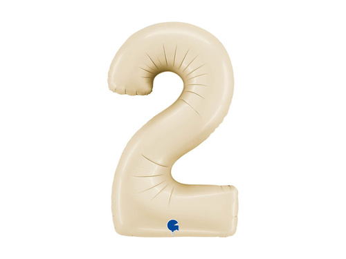 Balon foliowy cyfra 2 satynowy kremowy - 26" - 1 szt.