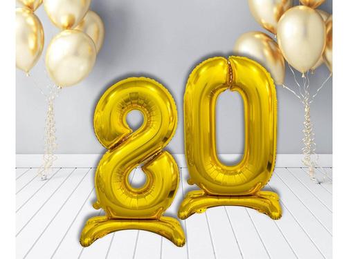 Zestaw balonów foliowych 80 złota - 74 cm