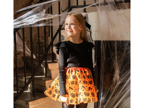 Czarny welon z kokardą i dynią oraz lampkami LED - 1 szt.