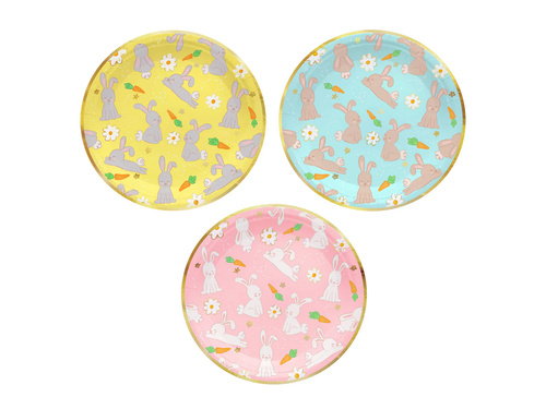 Talerzyki papierowe Zajączki - 18 cm - 6 szt.