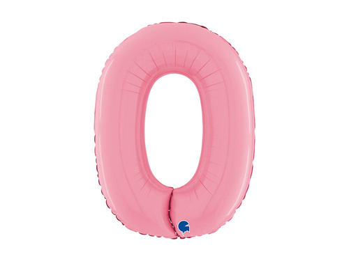Balon foliowy cyfra 0 pastelowy różowy - 26" - 1 szt.