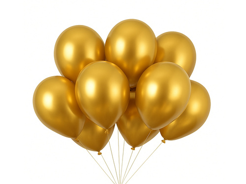 Balony lateksowe lustrzane złote - 30 cm - 10 szt.