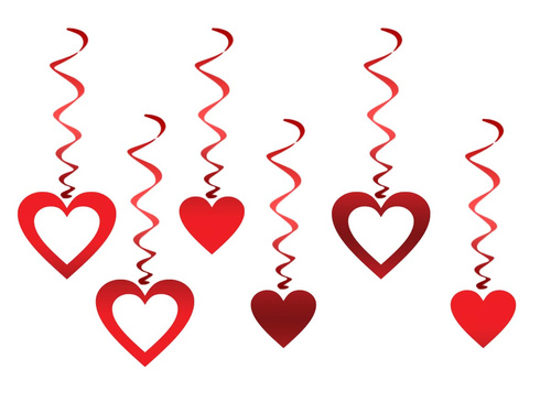 Świderki Serca na walentynki - 75 cm - 6 szt.