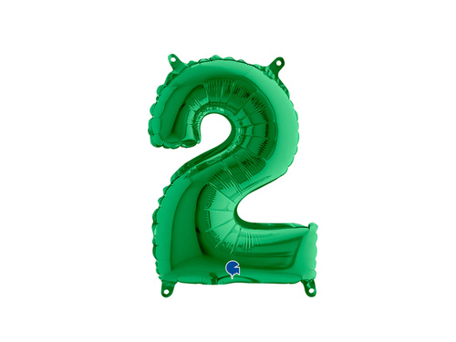 Balon foliowy cyfra 2 zielona - 36 cm - 1 szt.