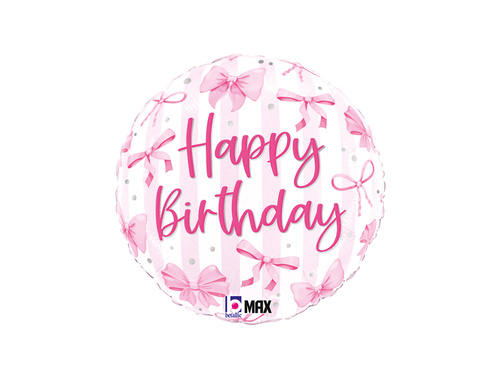 Balon foliowy Kokardka Happy Birthday - 35x35 cm - 1 szt.