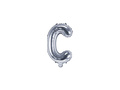 Balon foliowy litera "C" srebrna - 35 cm