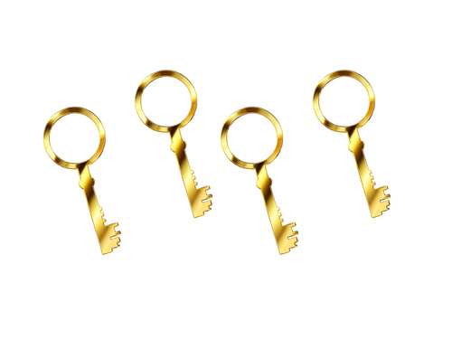 Klucz do wróżb z wosku złoty - 13 cm - 4 szt.