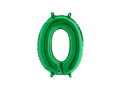 Balon foliowy cyfra 0 zielona - 36 cm - 1 szt.