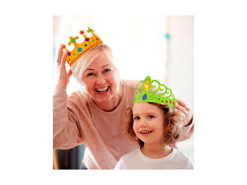 Zestaw 6 papierowych koron do malowania - 3 wzory - mix