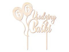 Topper drewniany na tort personalizowany Baloniki - 1 szt.