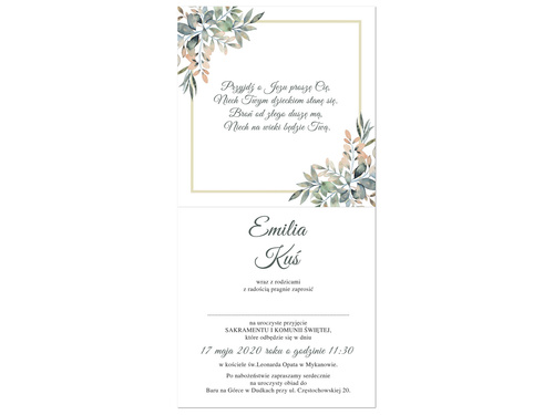 Zaproszenia personalizowane na I Komunię Świętą - 6 szt.