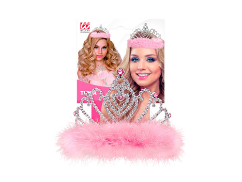 Tiara z różowym futerkiem