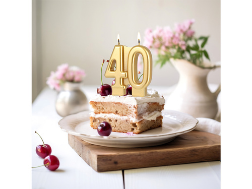 Świeczka na 40-tkę złota - 7,7 cm - 1 szt.