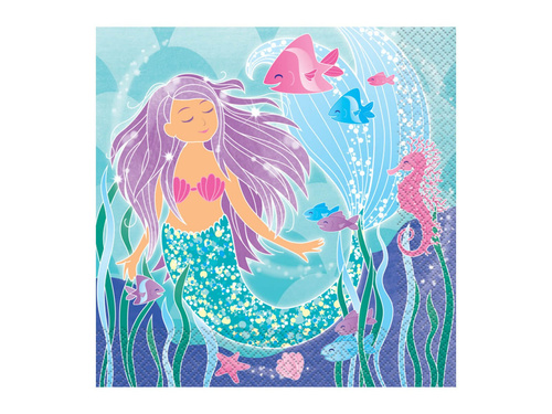 Zestaw obrus + kubeczki + serwetki + talerzyki papierowe Syrenka - 33szt.