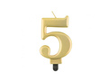 Świeczka cyferka metaliczna złota - 5 - pięć