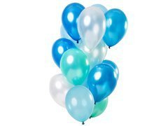 Zestaw balonów metalicznych lazurowo-niebieski - 30 cm - 15 szt.