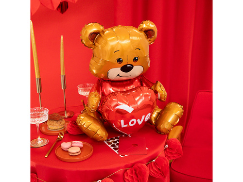 Balon foliowy Miś z sercem - 41x50x31 cm - 1 szt.