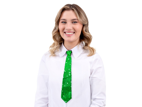 Cekinowy krawat - zielony - 36 cm - 1 szt.