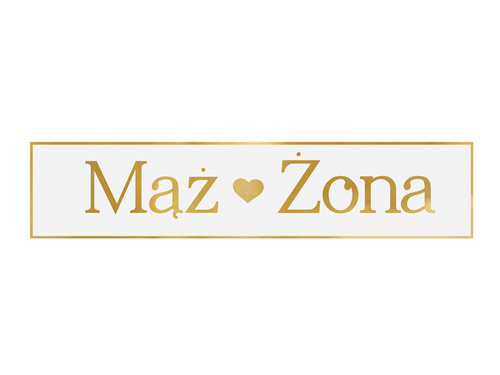 Tablica rejestracyjna tekturowa biała Mąż & Żona - 59 x 11,5 cm - 1 szt.