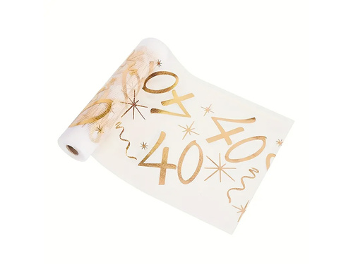 Dekoracja bieżnik na stół z nadrukiem na 40 urodziny - 30 cm x 5 m - 1 szt.