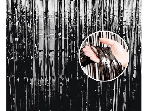 Kurtyna - zasłona na drzwi metaliczna czarna - 90 cm x 240 cm