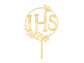 Topper na tort Hostia IHS złoty  - 1 szt.
