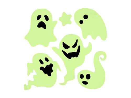 Naklejki żelowe na szybę fluorescencyjne Duchy - 1 komplet