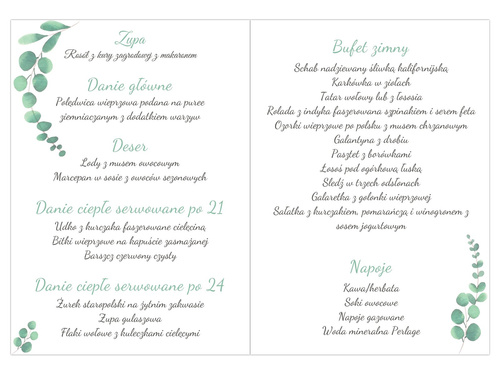 Weselne menu z eukaliptusem - 4 szt.