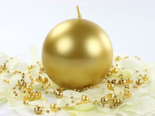 Świeca "Kula" metaliczna, złota - 1 szt.