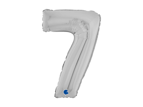 Balon foliowy cyfra 7 srebrny - 26" - 1 szt.
