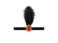 Opaska z piórem Retro czarna - 1 szt.