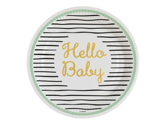 Talerzyki papierowe na Baby Shower Hello Baby - 23 cm - 8 szt.