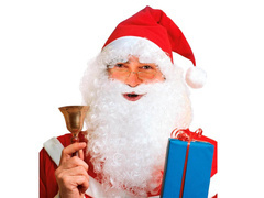 Czapka Mikołaja z peruką, brodą i brwiami - 1 szt.