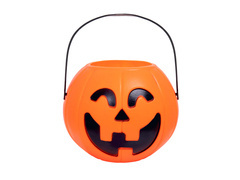 Wiaderko pomarańczowe Dynia na Halloween - 16 x 12 cm - 1 szt.