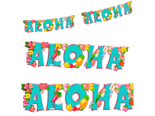 Baner hawajski Aloha - 80 cm - 1 szt.