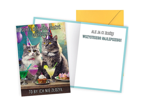 Kartka urodzinowa Koty w czapeczkach - 1 szt.