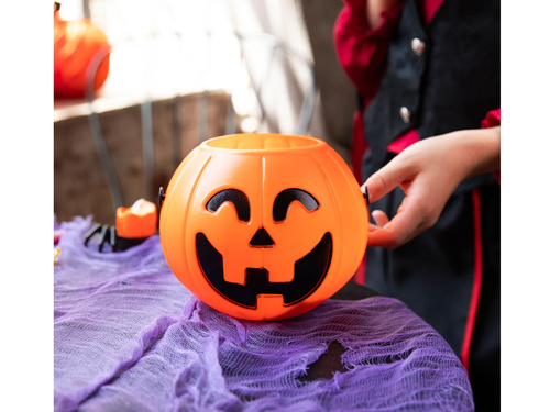 Wiaderko pomarańczowe Dynia na Halloween - 16 x 12 cm - 1 szt.