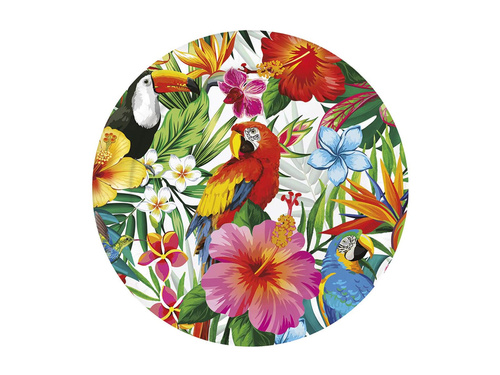 Talerzyki papierowe hawajskie Tropikalne Ptaki - 23 cm - 6 szt.