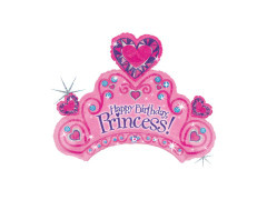 Balon foliowy kształt Tiary Happy Birthday - 31" - 1 szt.