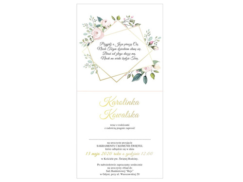 Zaproszenia personalizowane na I Komunię Świętą - 6 szt.