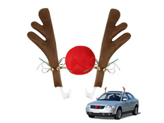 Dekoracja na samochód Rogi i nos renifera brązowe - 1 kpl.