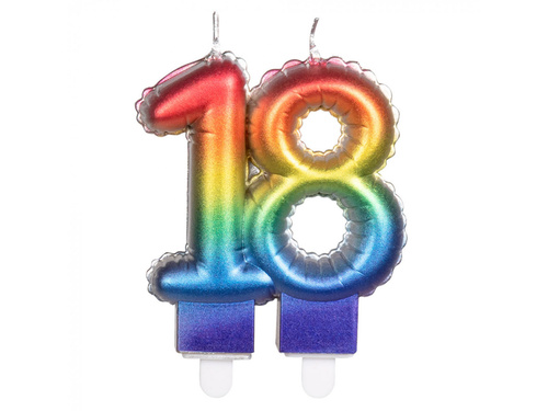 Świeczka na osiemnastkę kolorowa - 18 - osiemnaście