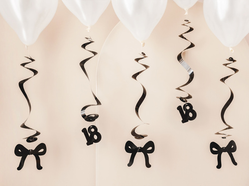 Dekoracja wisząca świderki na osiemnastkę kokardki - 5 szt.